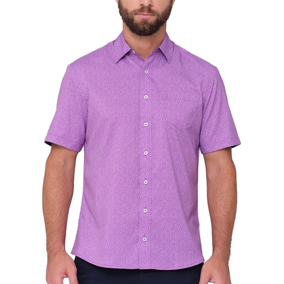 SOLD - Nick Graham Performance Stretch Sport Short Sleeve Woven Shirt - Picture 3 of 8